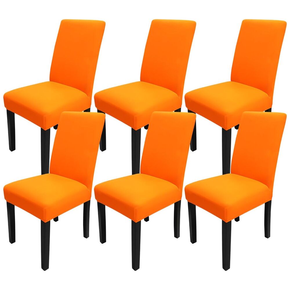 Dining Chair Slipcover, High Stretch Removable Washable (Orange, 6PC)